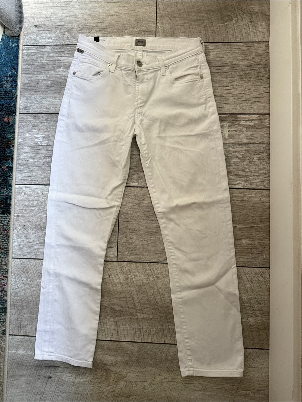CITIZEN OF HUMANITY LOW RISE CROPPED WHITE JEANS